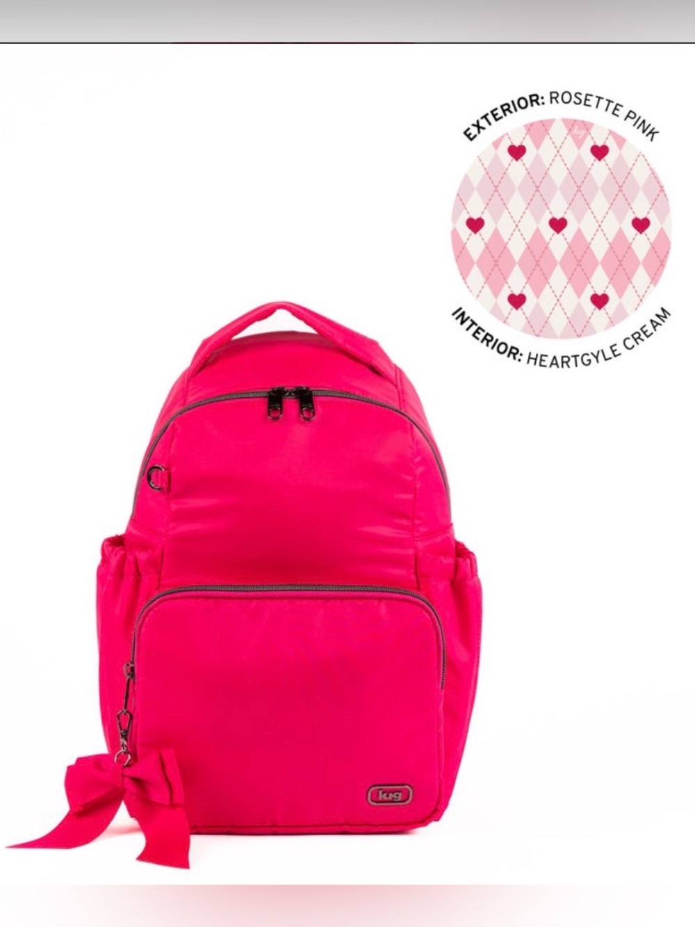 LUG Pattycake Backpack w/Removable Bow Puller NWT Rosette Pink